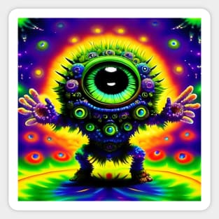 Alien Robot Psychedelic Martian Little Green Man Sticker